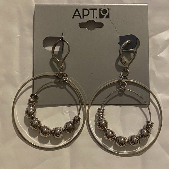 Apt. 9 Dangling Silver Double Hoops NEW on Card - Picture 6 of 7